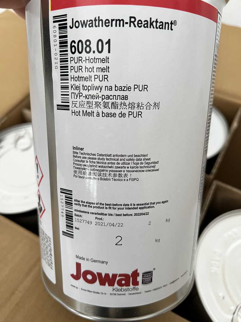 Jowat PUR Hotmelt Jowatherm-Reaktant 608.01 white 48 cartridges a 2 kg main picture