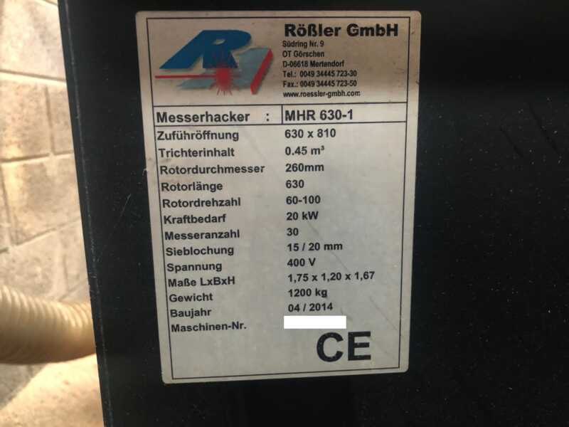 Rößler Shredder - second-hand MHR 630 - 1 (1)