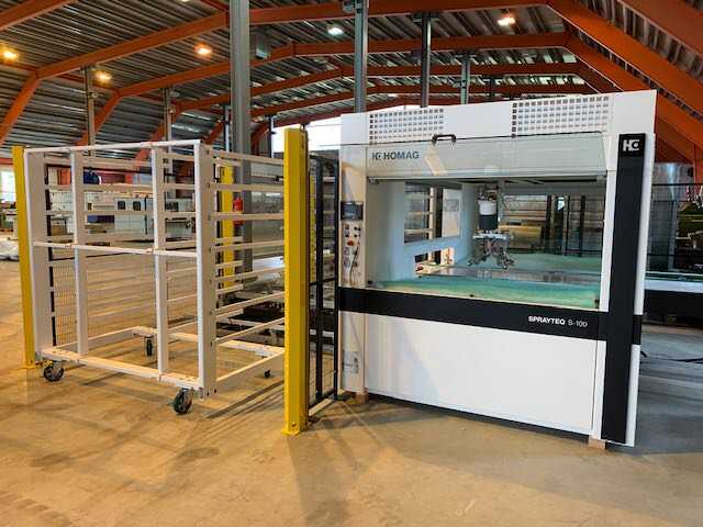 Homag Coating Machine / Lacquer Spraying System with Trolley Stacker - second-hand Sprayteq (24)