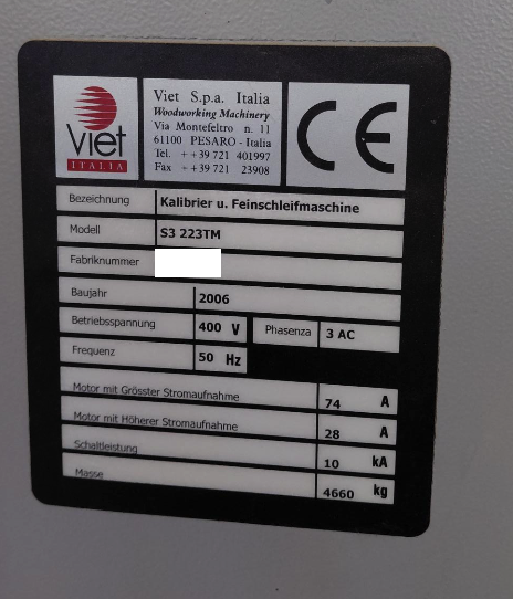 Viet Wide-belt sander - used S3 223TM (26)
